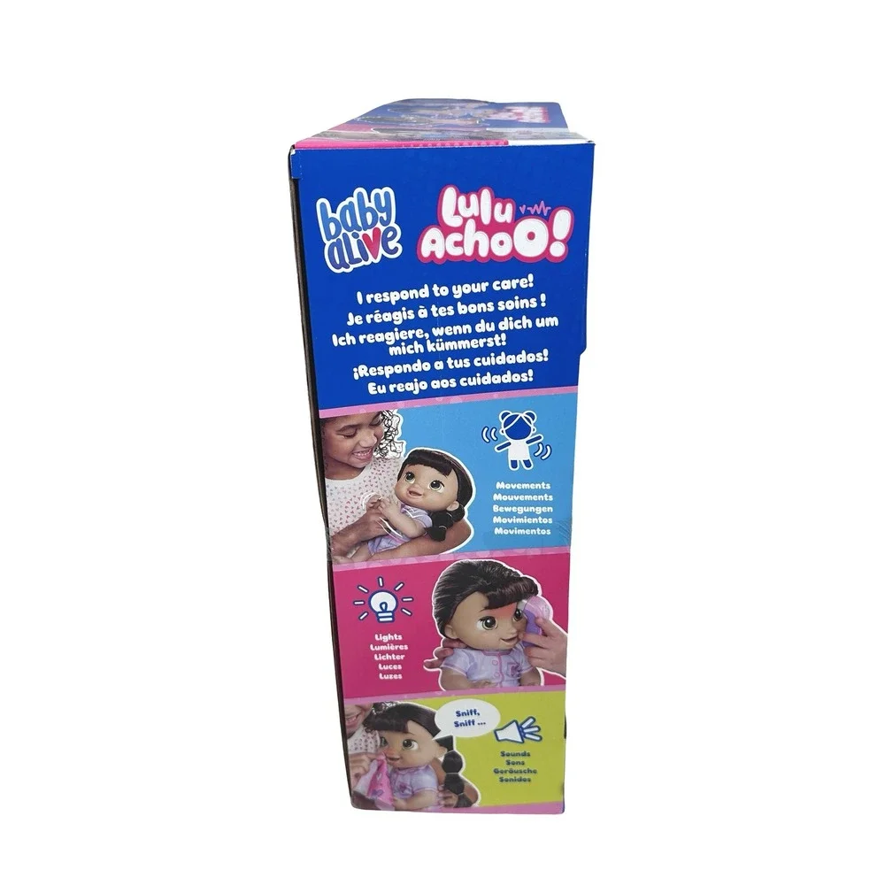Baby Alive Lulu Achoo Interactive Doll Brown Hair Hasbro F2621 50+ Sounds Lights